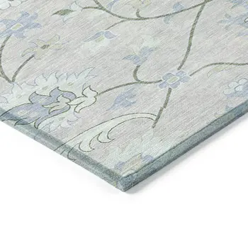 8' X 10' Pearl And Ivory Floral Washable Indoor Outdoor Area Rug