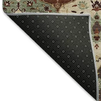 9' X 12' Chili Red Beige And Copper Floral Medallion Washable Indoor Outdoor Area Rug