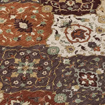 9' X 12' Chili Red Beige And Copper Floral Medallion Washable Indoor Outdoor Area Rug