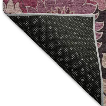 3' X 5' Blush And Black Floral Washable Indoor Outdoor Area Rug