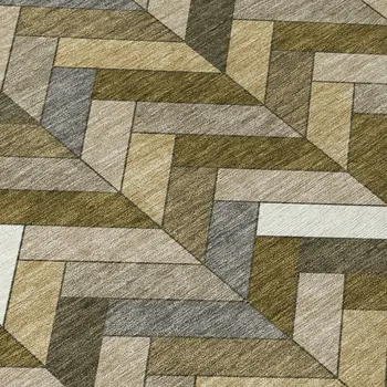 3' X 5' Brown And Ivory Geometric Washable Indoor Outdoor Area Rug