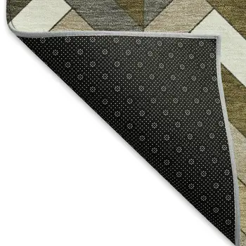 10' X 14' Brown And Ivory Geometric Washable Indoor Outdoor Area Rug