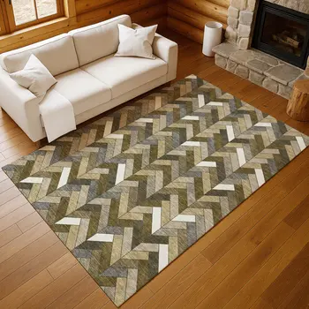 10' X 14' Brown And Ivory Geometric Washable Indoor Outdoor Area Rug