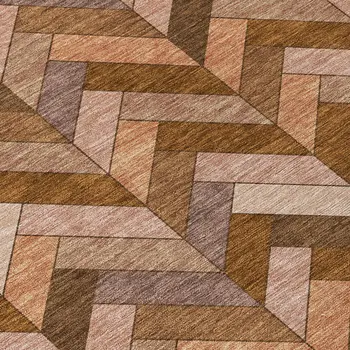 9' X 12' Copper And Rust Geometric Washable Indoor Outdoor Area Rug