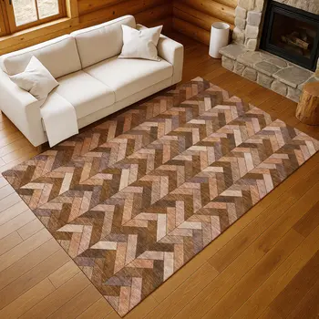 9' X 12' Copper And Rust Geometric Washable Indoor Outdoor Area Rug