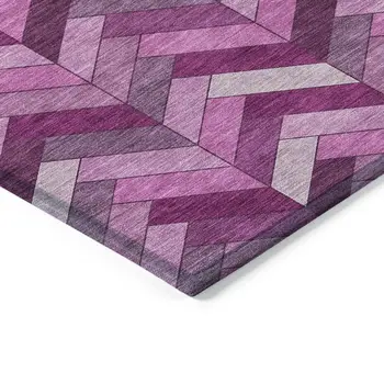 10' X 14' Pink And Ivory Geometric Washable Indoor Outdoor Area Rug