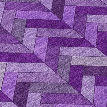 9' X 12' Purple And Ivory Geometric Washable Indoor Outdoor Area Rug