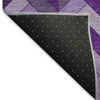 10' X 14' Purple And Ivory Geometric Washable Indoor Outdoor Area Rug