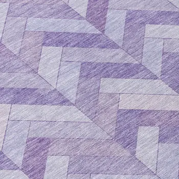 8' Plum And Ivory Round Geometric Washable Indoor Outdoor Area Rug