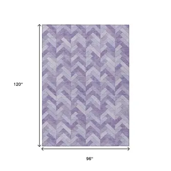 8' X 10' Plum And Ivory Geometric Washable Indoor Outdoor Area Rug
