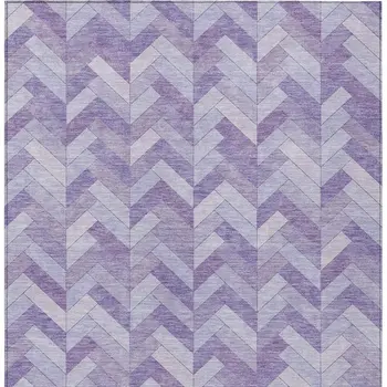 9' X 12' Plum And Ivory Geometric Washable Indoor Outdoor Area Rug