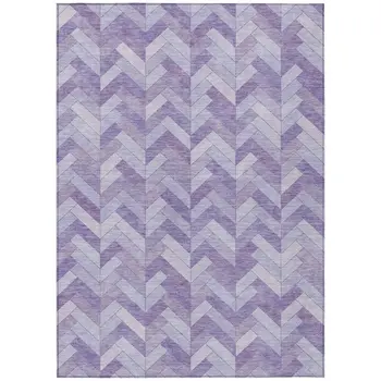 10' X 14' Plum And Ivory Geometric Washable Indoor Outdoor Area Rug