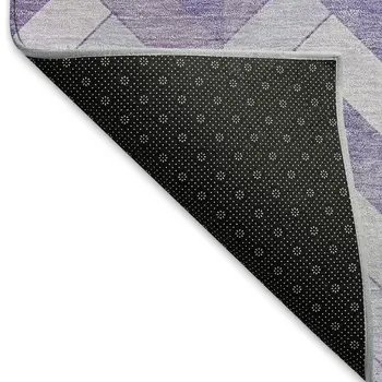 10' X 14' Plum And Ivory Geometric Washable Indoor Outdoor Area Rug