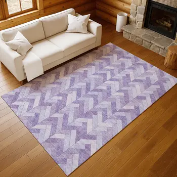 10' X 14' Plum And Ivory Geometric Washable Indoor Outdoor Area Rug
