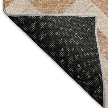 3' X 5' Salmon And Ivory Geometric Washable Indoor Outdoor Area Rug