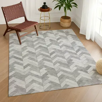 10' X 14' Silver And Gray Geometric Washable Indoor Outdoor Area Rug