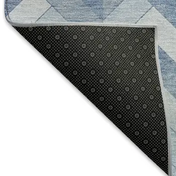 8' X 10' Sky Blue And Silver Geometric Washable Indoor Outdoor Area Rug