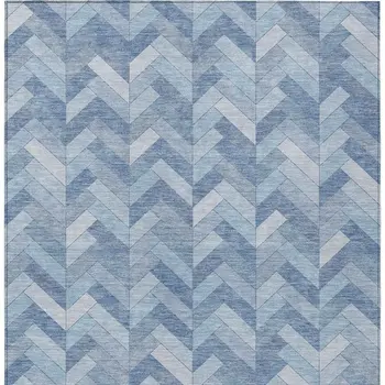 8' X 10' Sky Blue And Silver Geometric Washable Indoor Outdoor Area Rug
