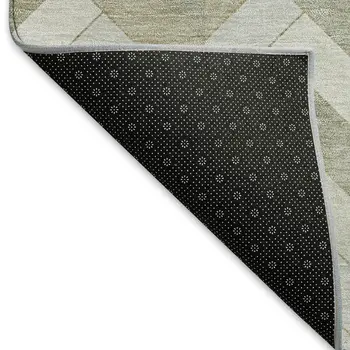 5' X 8' Taupe And Beige Geometric Washable Indoor Outdoor Area Rug