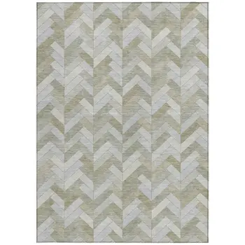 8' X 10' Taupe And Beige Geometric Washable Indoor Outdoor Area Rug