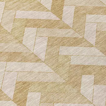 10' X 14' Wheat And Beige Geometric Washable Indoor Outdoor Area Rug