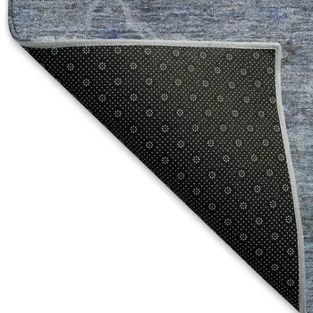 9' X 12' Blue And Gray Floral Washable Indoor Outdoor Area Rug