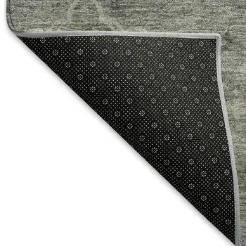 3' X 5' Pewter And Gray Floral Washable Indoor Outdoor Area Rug
