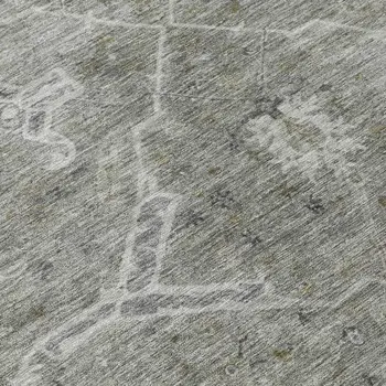 3' X 5' Pewter And Gray Floral Washable Indoor Outdoor Area Rug