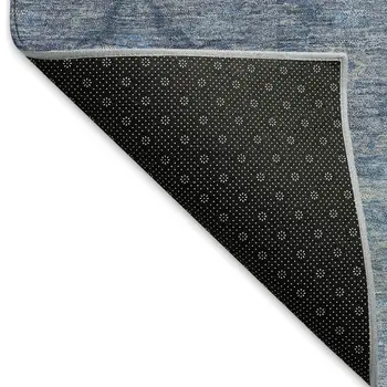 10' X 14' Blue And Gray Floral Washable Indoor Outdoor Area Rug