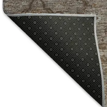 10' X 14' Brown And Taupe Floral Washable Indoor Outdoor Area Rug