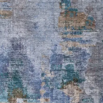3' X 5' Blue Gray And Brown Abstract Washable Indoor Outdoor Area Rug