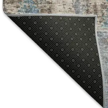 9' X 12' Blue Gray And Brown Abstract Washable Indoor Outdoor Area Rug