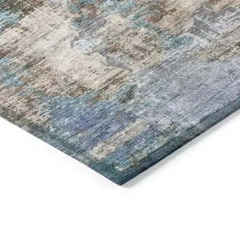 9' X 12' Blue Gray And Brown Abstract Washable Indoor Outdoor Area Rug