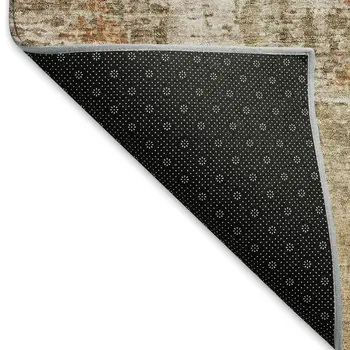 9' X 12' Copper Rust And Beige Abstract Washable Indoor Outdoor Area Rug
