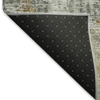 5' X 8' Khaki Beige And Taupe Abstract Washable Indoor Outdoor Area Rug