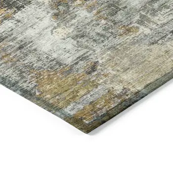 5' X 8' Khaki Beige And Taupe Abstract Washable Indoor Outdoor Area Rug