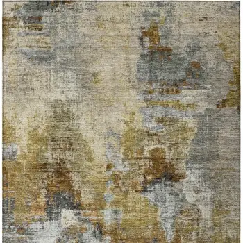 5' X 8' Khaki Beige And Taupe Abstract Washable Indoor Outdoor Area Rug