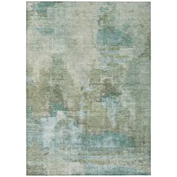 5' X 8' Sage And Gray Abstract Washable Indoor Outdoor Area Rug