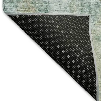8' Sage And Gray Round Abstract Washable Indoor Outdoor Area Rug