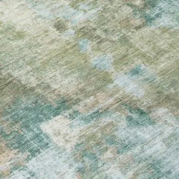 8' Sage And Gray Round Abstract Washable Indoor Outdoor Area Rug
