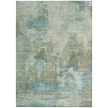 9' X 12' Sage And Gray Abstract Washable Indoor Outdoor Area Rug