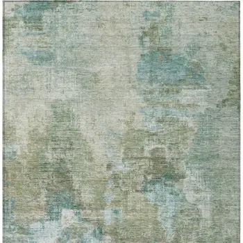 10' X 14' Sage And Gray Abstract Washable Indoor Outdoor Area Rug