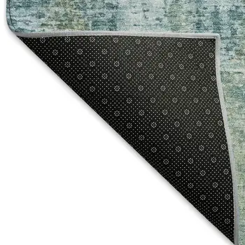 5' X 8' Teal Blue And Gray Abstract Washable Indoor Outdoor Area Rug
