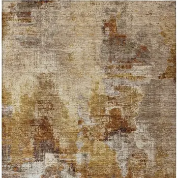 3' X 5' Walnut And Beige Abstract Washable Indoor Outdoor Area Rug