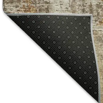 8' Walnut And Beige Round Abstract Washable Indoor Outdoor Area Rug