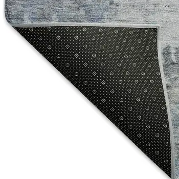 3' X 5' Blue And Gray Floral Washable Indoor Outdoor Area Rug