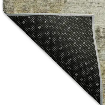 3' X 5' Taupe And Blue Floral Washable Indoor Outdoor Area Rug
