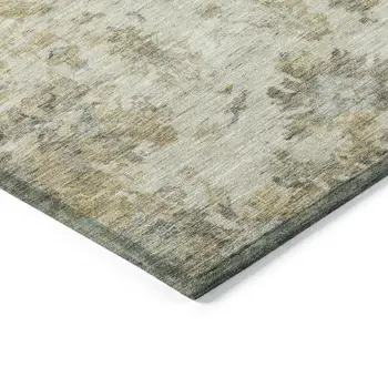 3' X 5' Taupe And Blue Floral Washable Indoor Outdoor Area Rug