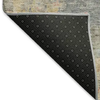 9' X 12' Gray And Beige Floral Washable Indoor Outdoor Area Rug
