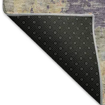 10' X 14' Plum Beige And Gray Floral Washable Indoor Outdoor Area Rug